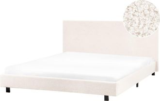 Beliani Cama matrimonial de tejido blanco 160x200