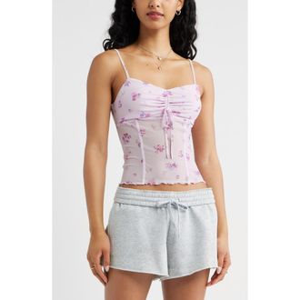 BP. Mesh Camisole in Pink Kelly Floral at Nordstrom, Size Xx-Small