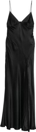 Alberta Ferretti Satijnen jurk met V-hals en maxi-lengte - Dames - Feestkleedjes - Zwart - S - Satijn - Kleedjes