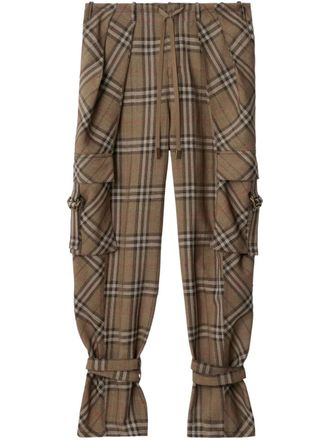Burberry checked cargo trousers - Brown