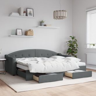 vidaXL Sof&aacute; Cama Nido Con Cajones Tela Gris Oscuro 80x200 Cm Vidaxl