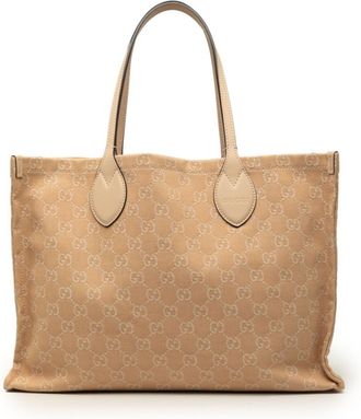 Gucci Pink Canvas Leather Shoulder Bag Tote Bag (Pre-Owned)