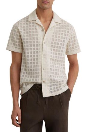 Reiss Belardo Cotton Blend Camp Shirt in Off White at Nordstrom, Size Xx-Large