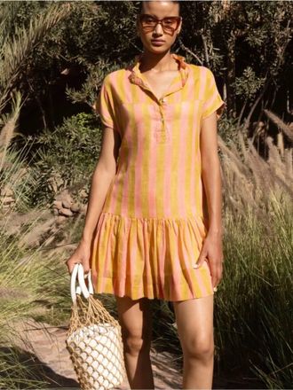 Oliphant Oli Cap Sleeve Mini Dress In Cabana Coral