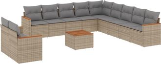 vidaXL Set De Sof&aacute;s De Jard&iacute;n 12 Pzas Y Cojines Rat&aacute;n Sint&eacute;tico Marr&oacute;n Vidaxl