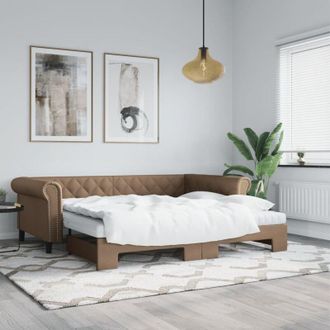 vidaXL Vidaxl - Sof&aacute; Cama Nido Con Colch&oacute;n Cuero Sint&eacute;tico Cappuccino 90x200 Cm