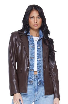 Blue Revival Helen Blazer in Chocolate UNreal Leather at Nordstrom, Size Medium