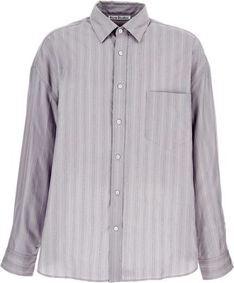 Acne Studios Seasonal Striped Cotton Poplin Shirt with Relaxed Fit