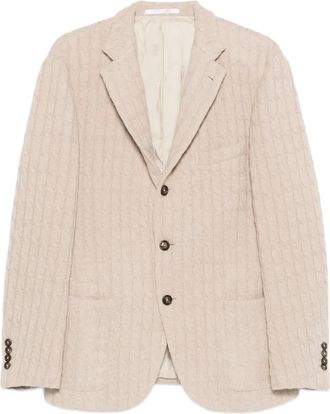 Eleventy Kabelgebreide blazer met enkele rij knopen - Beige