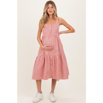 Pinkblush Striped Tiered Overall Dress at Nordstrom, Size X-Large