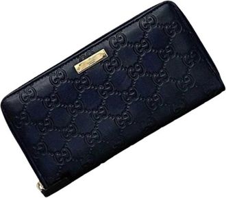 Gucci Pre-owned Leather Wallet - unisex - Vintage Accessoires - Blauw - ONE Size - Leer - Vintage