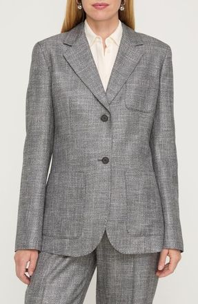 Lafayette 148 New York Patch Pocket Twill Blazer in Black Multi at Nordstrom, Size 10