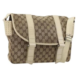 Gucci Pre-owned Cross Body Bags, female, Beige, Size: ONE SIZE Pre-owned Vintage GG Canvas Shoulder Bag