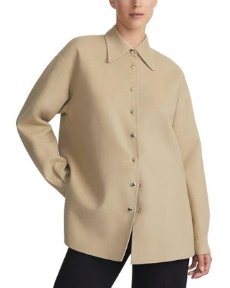 Lafayette 148 New York Reversible Drop Shoulder Wool & Silk-Blend Shirt