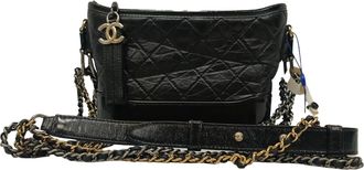 Chanel Pre-owned Womens Small Gabrielle Hobo Bag in Black Calf Leather - One Size