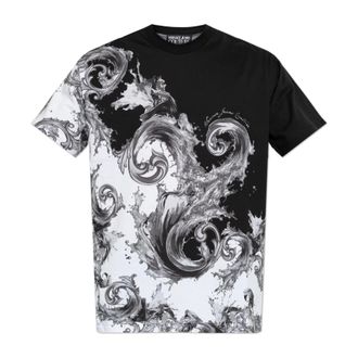 Versace Jeans Couture T-Shirts, male, Black, Size: XL Barocco Print T-Shirt