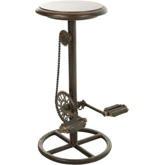 Wanderlust Deco Taburete De Metal Y Madera Negro 40x40x73