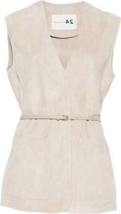 Manzoni24 Suede Vest With Leather Belt