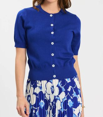 Tyler B&ouml;e Kit Cotton Blend Short Sleeve Cardigan In Bluing