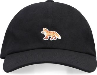 Maison Kitsun&eacute; Mens Black Cotton Logo Baseball Cap Hat
