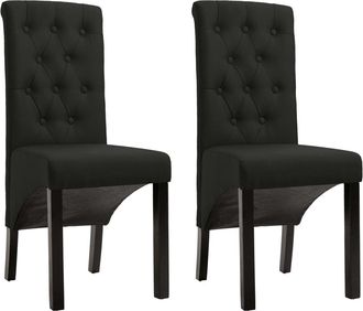 vidaXL Sillas De Comedor 2 Unidades Tela Negro Vidaxl