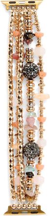 Nordstrom Rack Beaded Smart Watch Strap in Neutral Multi- Gold at Nordstrom Rack