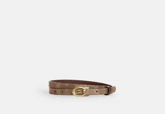 Coach Womens Signature Buckle Cut-To-Size Belt, 18 Mm in Brown | PVC
