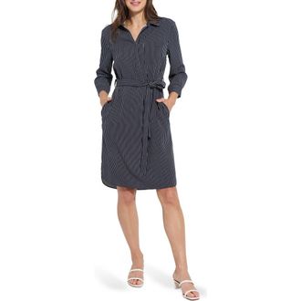 Lyss&eacute; Stripe Popover Shirtdress in Marine Pinstripe at Nordstrom, Size Large