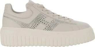Hogan Leren sneakers met Rhinestone-detail - Dames - Sneakers - Beige - 40 EU - Leer - Schoenen
