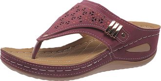 Generic Breathable Mesh Sports Sandals with Non Sole 2024 New Womens Thick Flops Heel Slippers Cute Animal Slippers for Women (Red, 4)