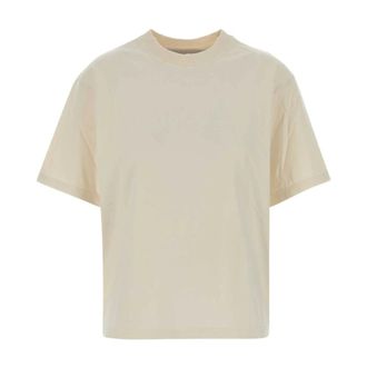 Golden Goose T-Shirts, female, Beige, Size: XS Worn Effect Cotton T-Shirt