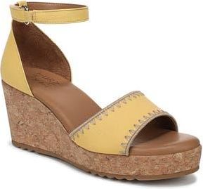 Naturalizer Olly Platform Wedge Sandal in Yellow Faux Twill at Nordstrom Rack, Size 5.5