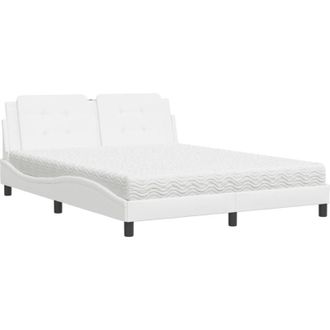 vidaXL Cama Con Colch&oacute;n Zadar Cuero Sint&eacute;tico Blanco 160x200 Cm Vidaxl