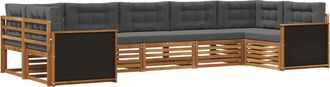 vidaXL Conjunto De Sof&aacute;s De Exterior 7 Uds. Natural Y Antracita Vidaxl