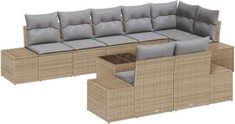 vidaXL Garden Sofa Set with Storage Beige and Light Grey Poly rattan vidaXL