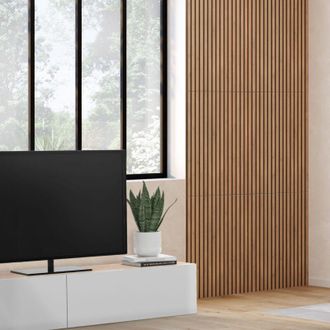 IDMarket Idmarket - Paneles Ac&uacute;sticos De Pared Listones De Madera 250 X 60 Cm Acabado Roble Claro Fondo Negro