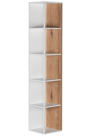 MID.YOU Mid.you Eckregal, Naturfarben, Wei&szlig;, Holzwerkstoff, 6 F&auml;cher, 34x185x34 cm, Wohnzimmer, Regale, Eckregale