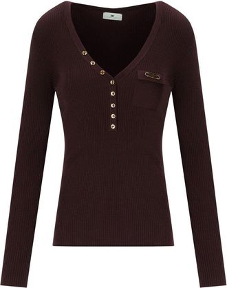 Elisabetta Franchi MAGLIA CON BOTTONI MERLOT ELISABETTA FRANCHI