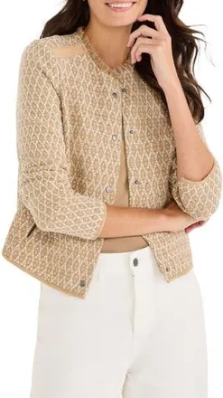 Nic+Zoe Brocade Jacquard Fringe Jacket in Neutral Multi at Nordstrom Rack, Size Xx-Large