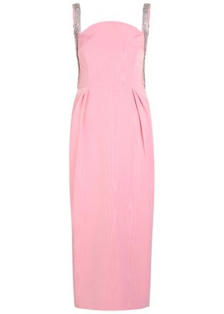 Rebecca Vallance Amaro Crystal-embellished Satin Midi Dress - Pink - 10 (UK10 / S)