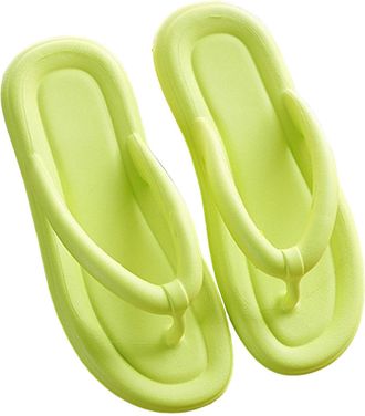 Generic Women Summer Flip Flops Beach Sandals With Flat Bottom Sole Design For Outdoor Holiday Walking Comfort (Yellow, 4)