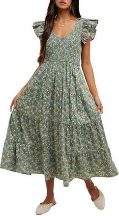 Wishlist Floral Maxi Dress in Teal/Clay at Nordstrom Rack, Size Large
