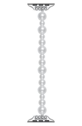 Posh Tech Maeve 42mm Imitation Pearl Apple Watch Bracelet Watchband in White at Nordstrom, Size 42 Mm