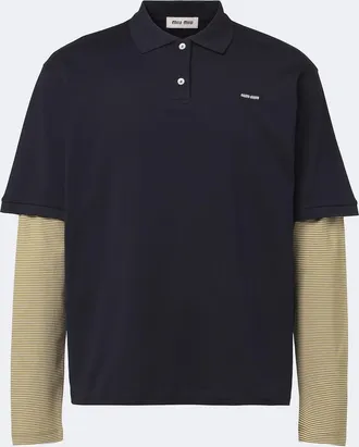 Miu Miu Layered cotton jersey polo shirt