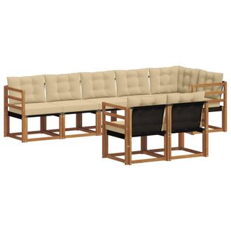 vidaXL Conjunto De Sof&aacute;s De Exterior Con Coj&iacute;n 8 Pcs Natural Y Beige Vidaxl