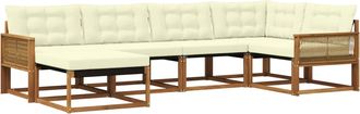 vidaXL Conjunto De Sof&aacute;s De Exterior 6 Uds. Natural Y Crema Vidaxl
