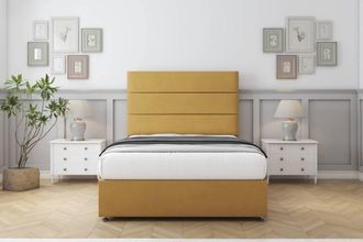 Comfort Beds Rosa Plush Divan Set 2 Drawers-54 Headboard in Mustard | Size: Single