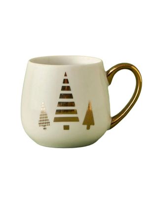 Bella Maison Set Of 2 Pino Gold Christmas Porcelain Mugs