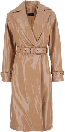 Dolce & Gabbana Miranda Trench - Dames - Trenchcoats - Beige - M - Leer - Jassen