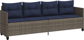vidaXL Tumbona Con Cojines Rat&aacute;n Sint&eacute;tico Gris Vidaxl